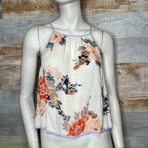 FREE PEOPLE BREAK FREE TANK TOP White Floral print size small and XSmall
